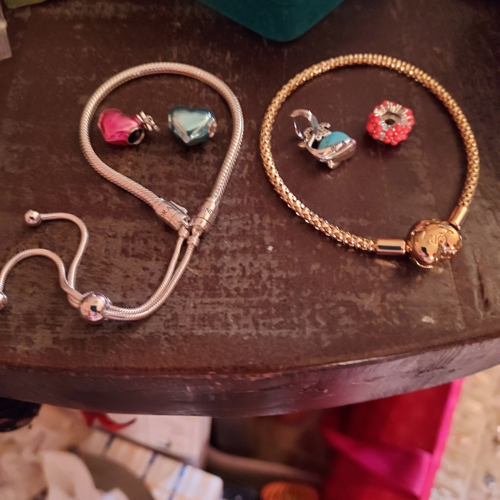 Gold and Silver Charm Bracelets with Colorful Charms